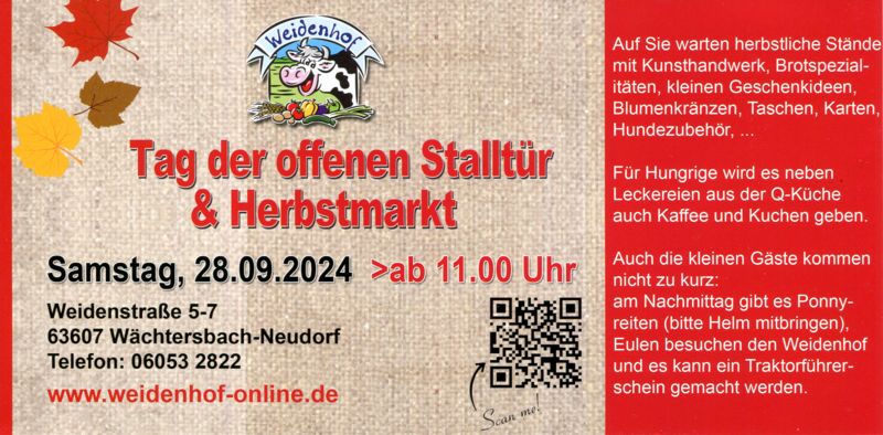 Herbstmarkt 2024 auf dem Weidenhof Neudorf