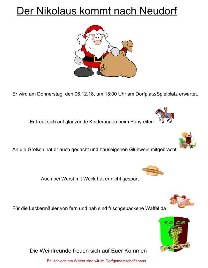 Einladung zur Nikolausfeier 2018